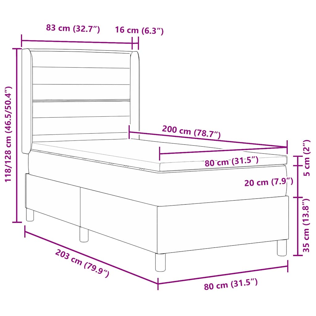 Boxspringbed met matras met hoofdeinde Taupe 200 x 80 cm Stof – afbeelding 12