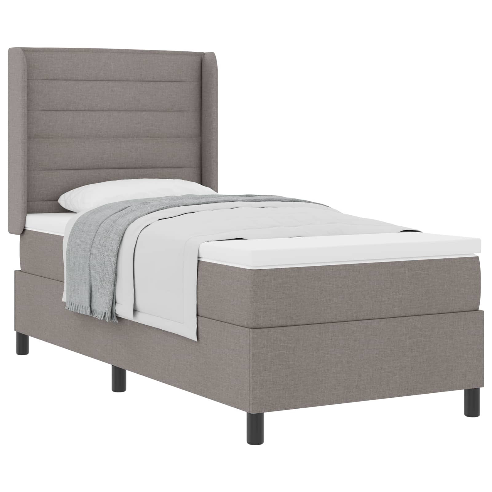 Boxspringbed met matras met hoofdeinde Taupe 200 x 80 cm Stof – afbeelding 2