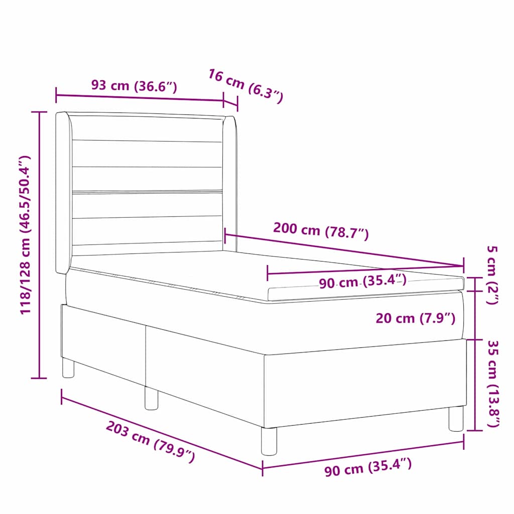 Boxspringbed met matras Donkerbruin 200 x 90 cm Stof – afbeelding 12