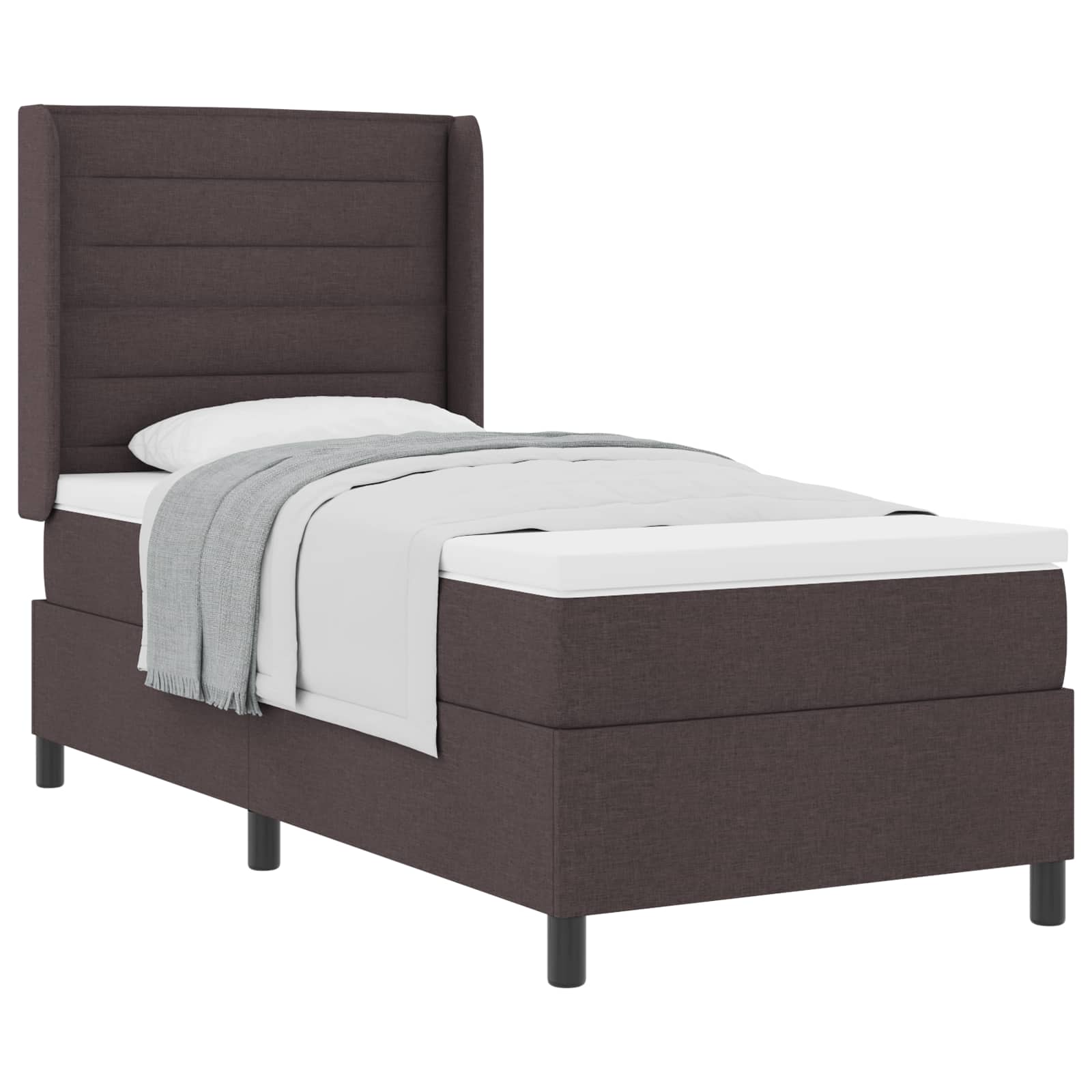 Boxspringbed met matras Donkerbruin 200 x 90 cm Stof – afbeelding 2