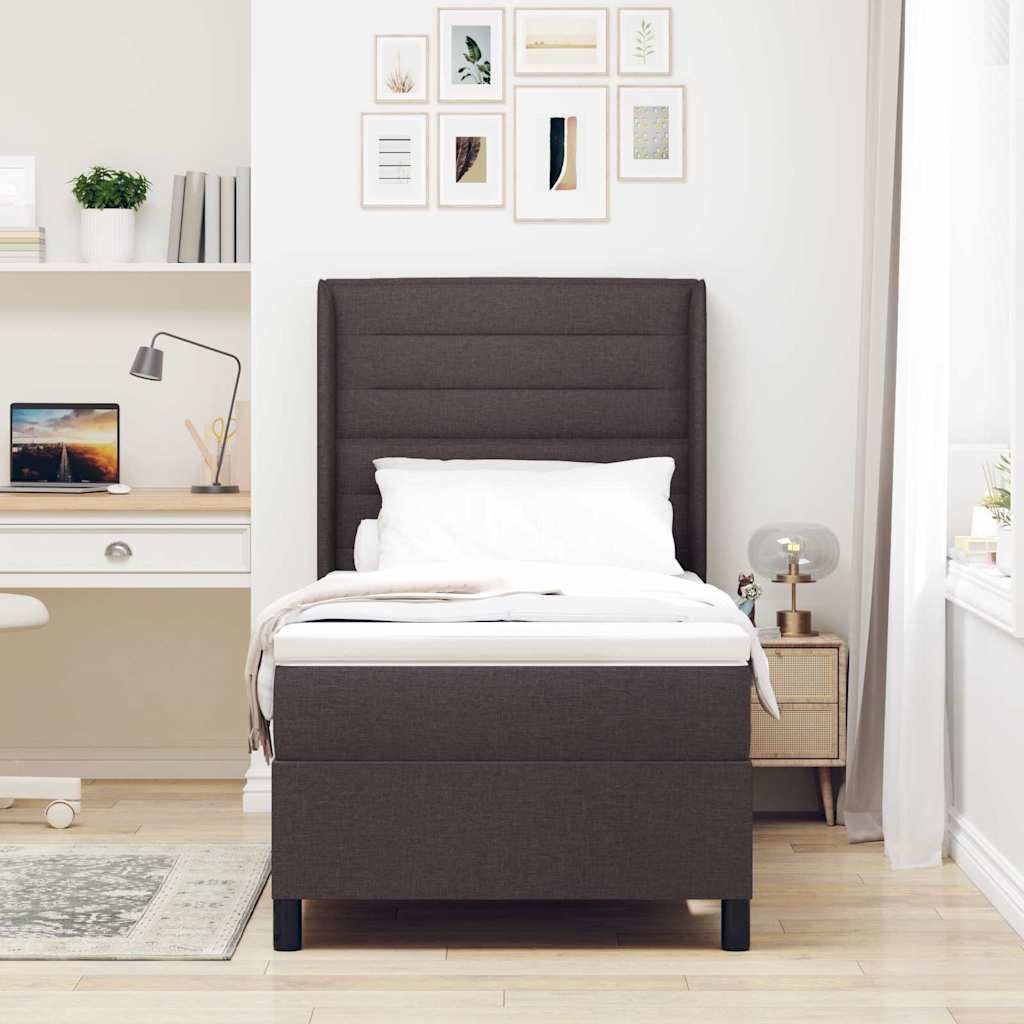 Boxspringbed met matras Donkerbruin 200 x 90 cm Stof – afbeelding 3