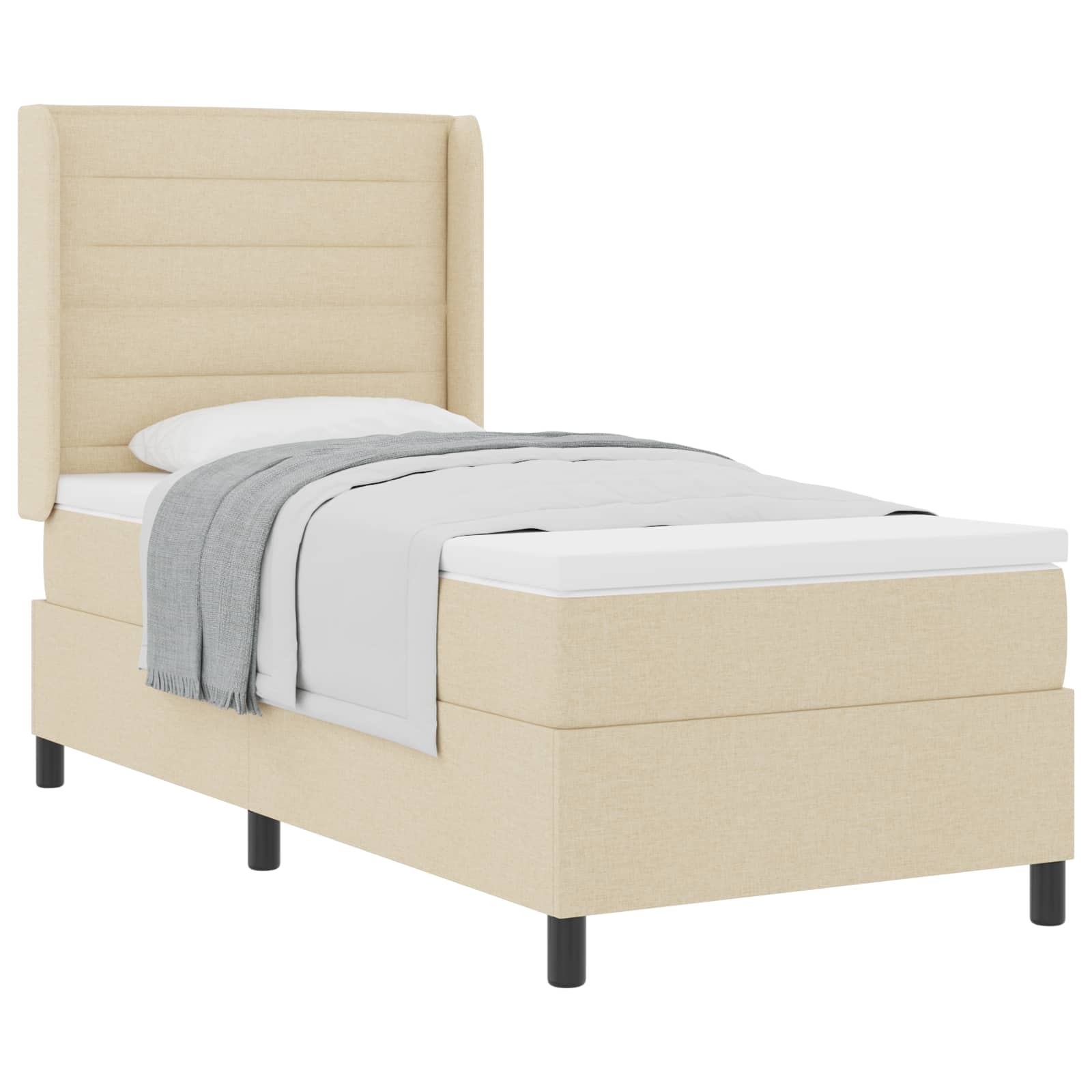 Boxspringbed met matras met hoofdeinde Crème 200 x 90 cm Stof – afbeelding 2
