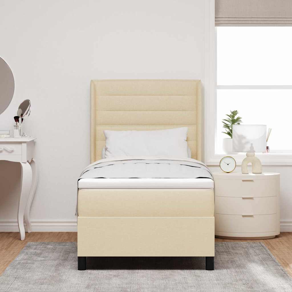 Boxspringbed met matras met hoofdeinde Crème 200 x 90 cm Stof – afbeelding 3