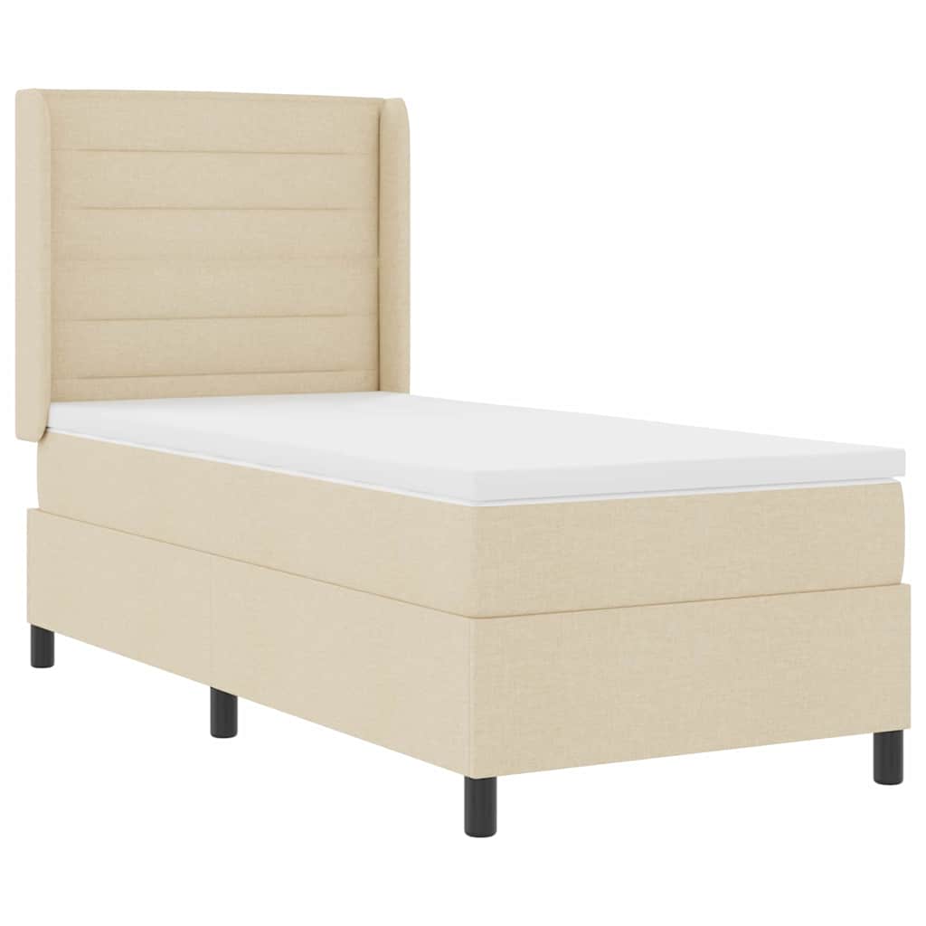 Boxspringbed met matras met hoofdeinde Crème 200 x 90 cm Stof – afbeelding 4