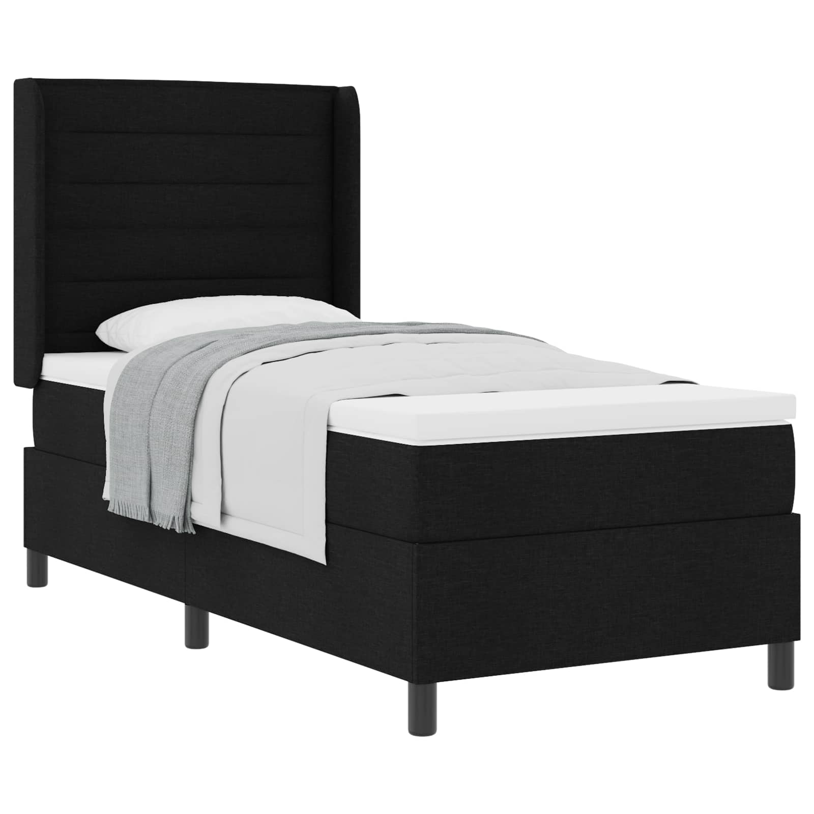 Boxspringbed met matras met hoofdeinde Zwart 200 x 100 cm Stof – afbeelding 2