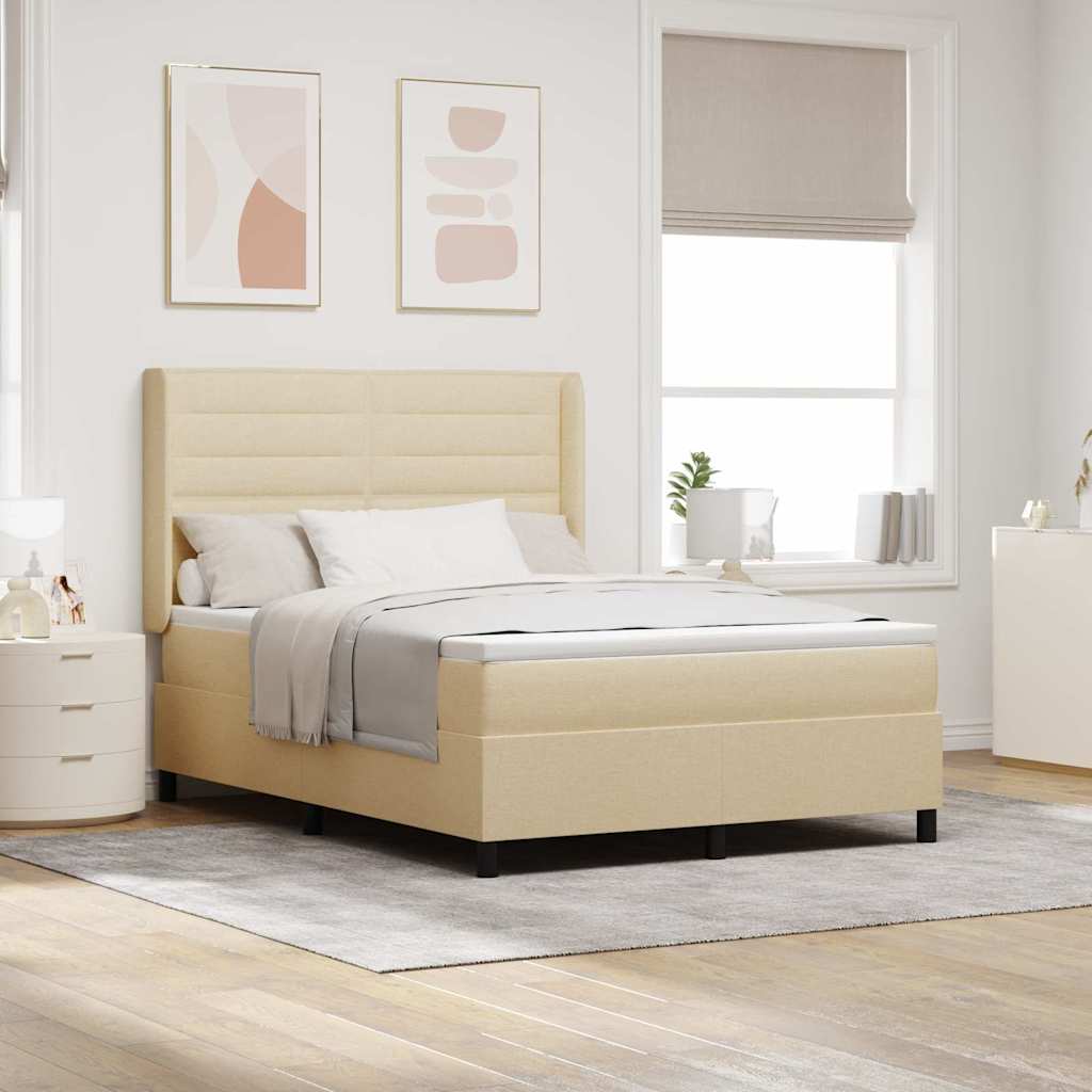Boxspringbed met matras met hoofdeinde Crème 200 x 140 cm Stof – afbeelding 1