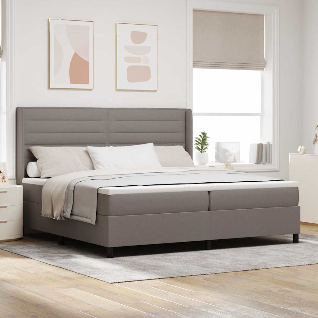 Boxspringbed met matras met hoofdeinde Taupe 200 x 200 cm Stof