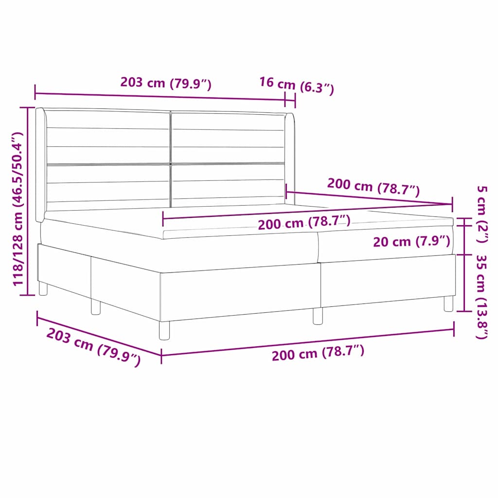 Boxspringbed met matras met hoofdeinde Taupe 200 x 200 cm Stof – afbeelding 12