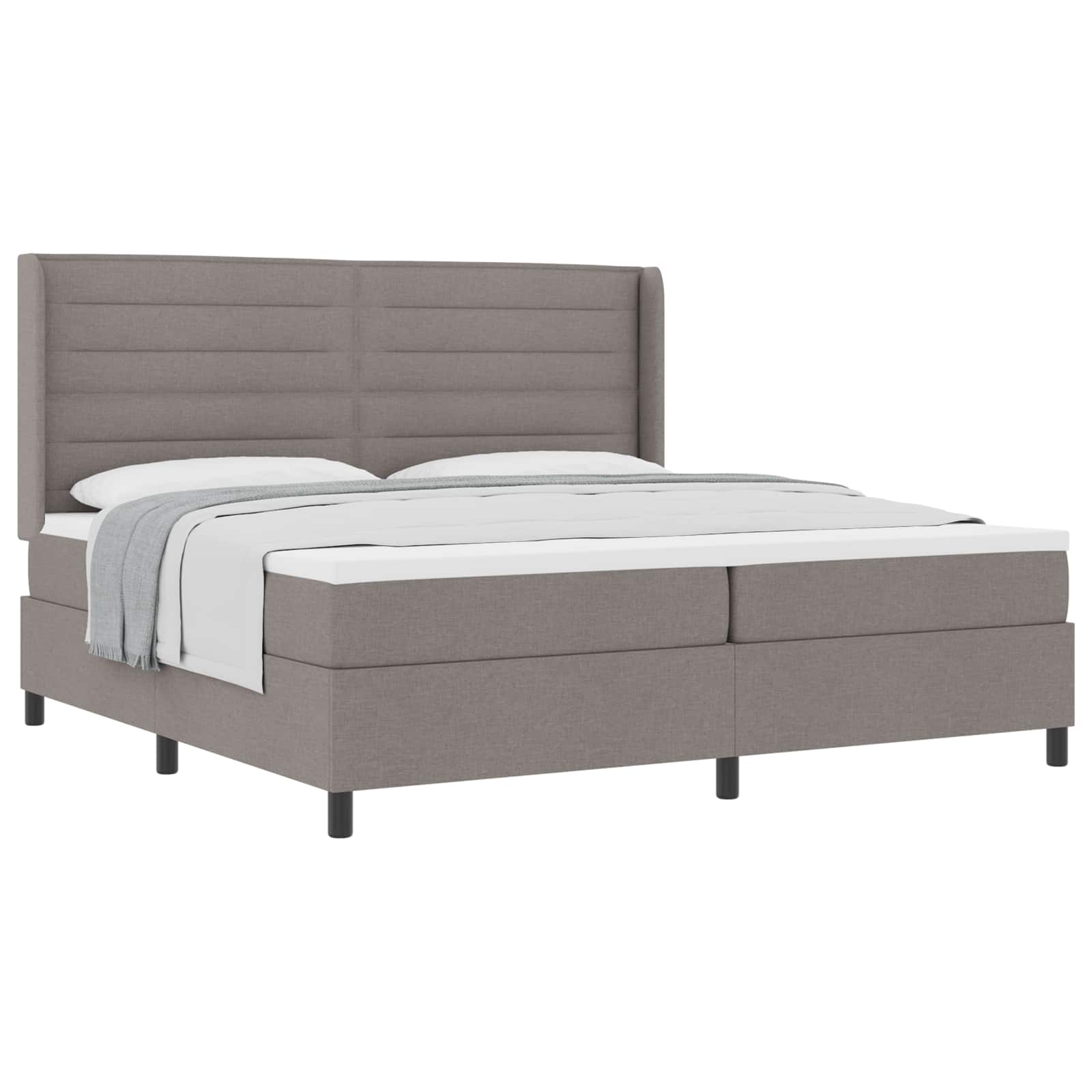 Boxspringbed met matras met hoofdeinde Taupe 200 x 200 cm Stof – afbeelding 2