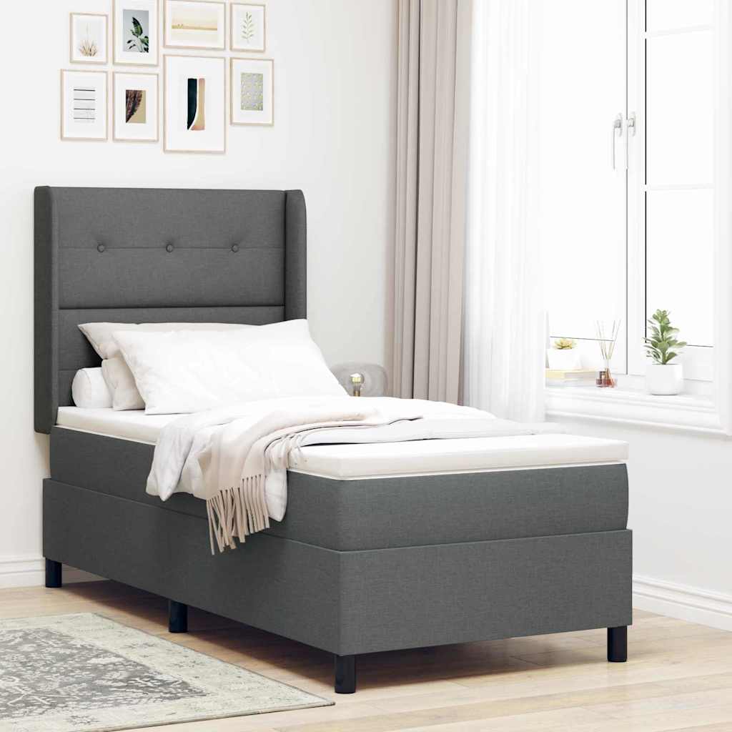 Boxspringbed met kussen Donkergrijs 190 x 90 cm Stof