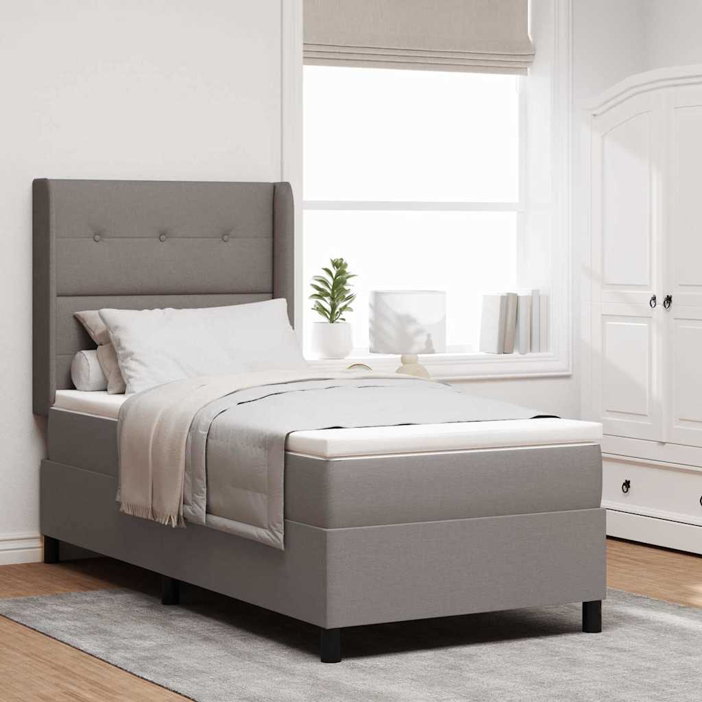 Boxspringbed met matras met hoofdeinde Taupe 200 x 90 cm Stof