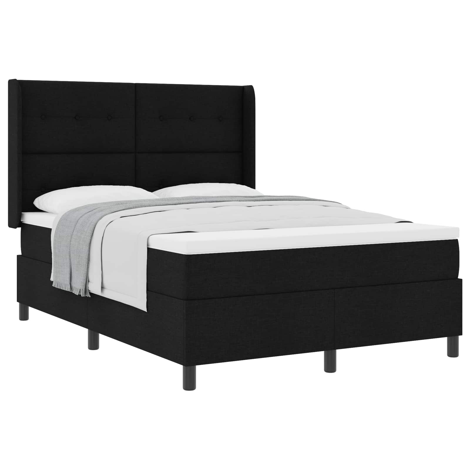 Boxspringbed met matras met hoofdeinde Zwart 200 x 140 cm Stof – afbeelding 2