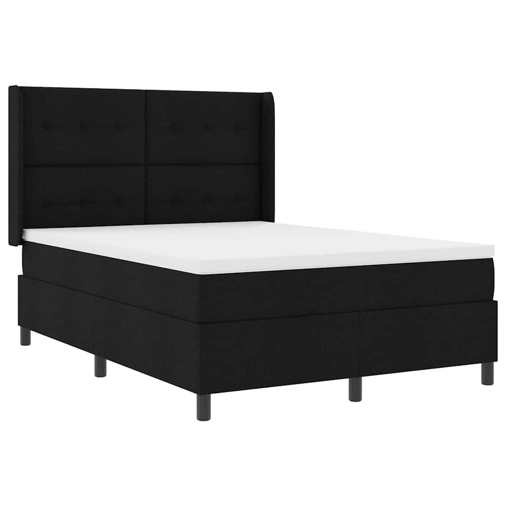 Boxspringbed met matras met hoofdeinde Zwart 200 x 140 cm Stof – afbeelding 4