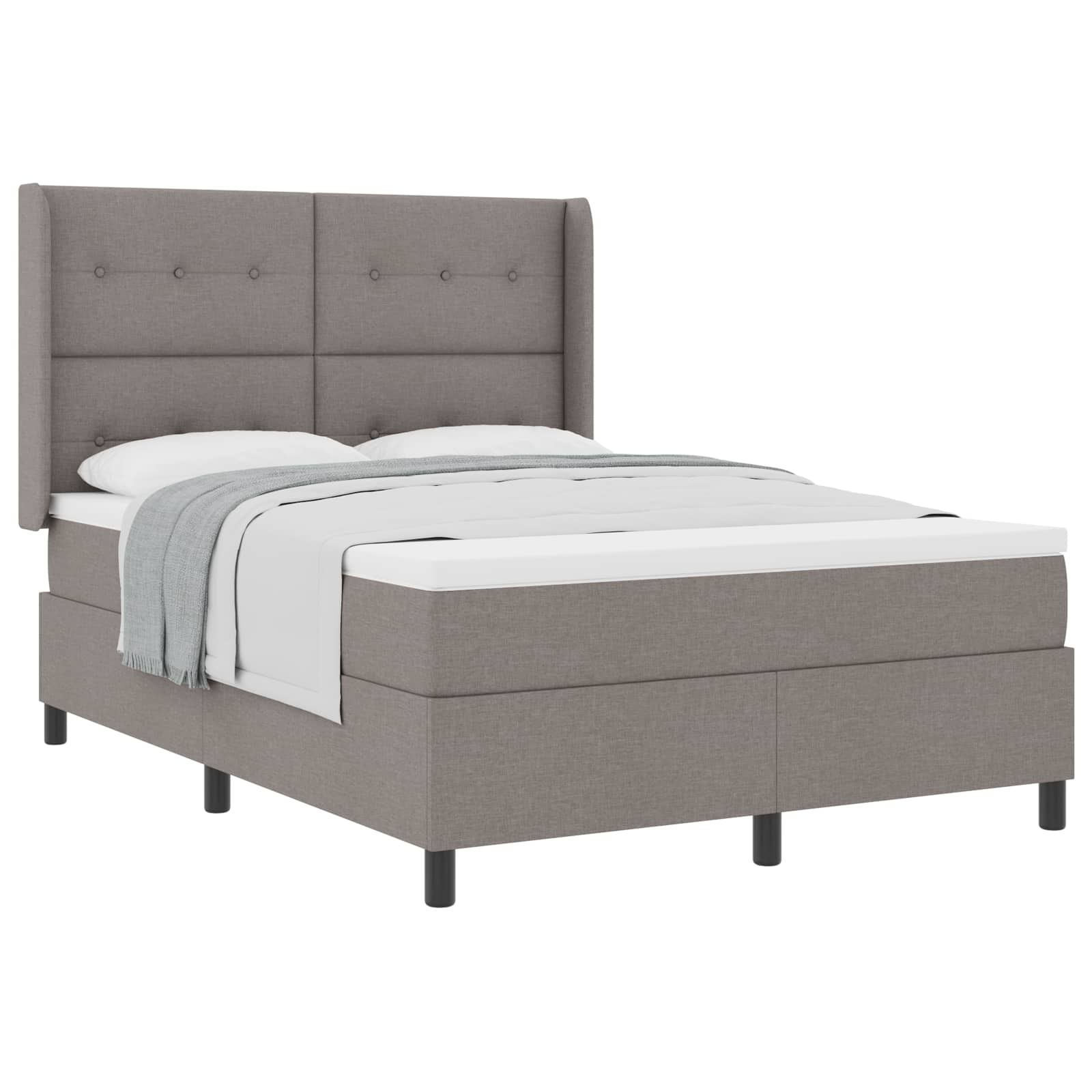 Boxspringbed met matras met hoofdeinde Taupe 200 x 140 cm Stof – afbeelding 2