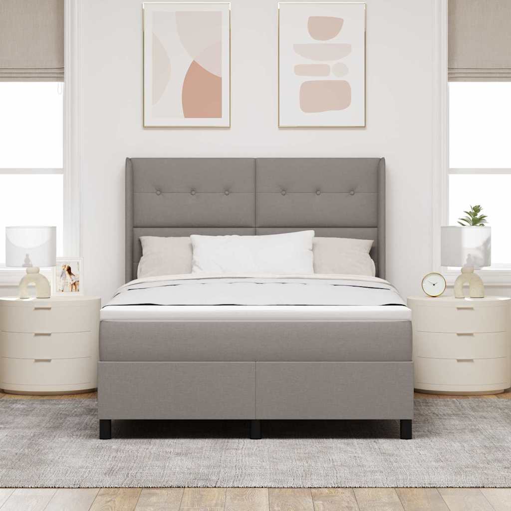 Boxspringbed met matras met hoofdeinde Taupe 200 x 140 cm Stof – afbeelding 3