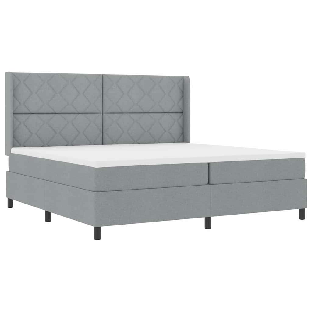 Boxspringbed met kussen Lichtgrijs 200 x 200 cm Stof – afbeelding 4