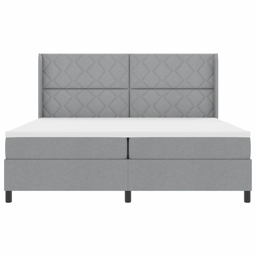 Boxspringbed met kussen Lichtgrijs 200 x 200 cm Stof – afbeelding 7