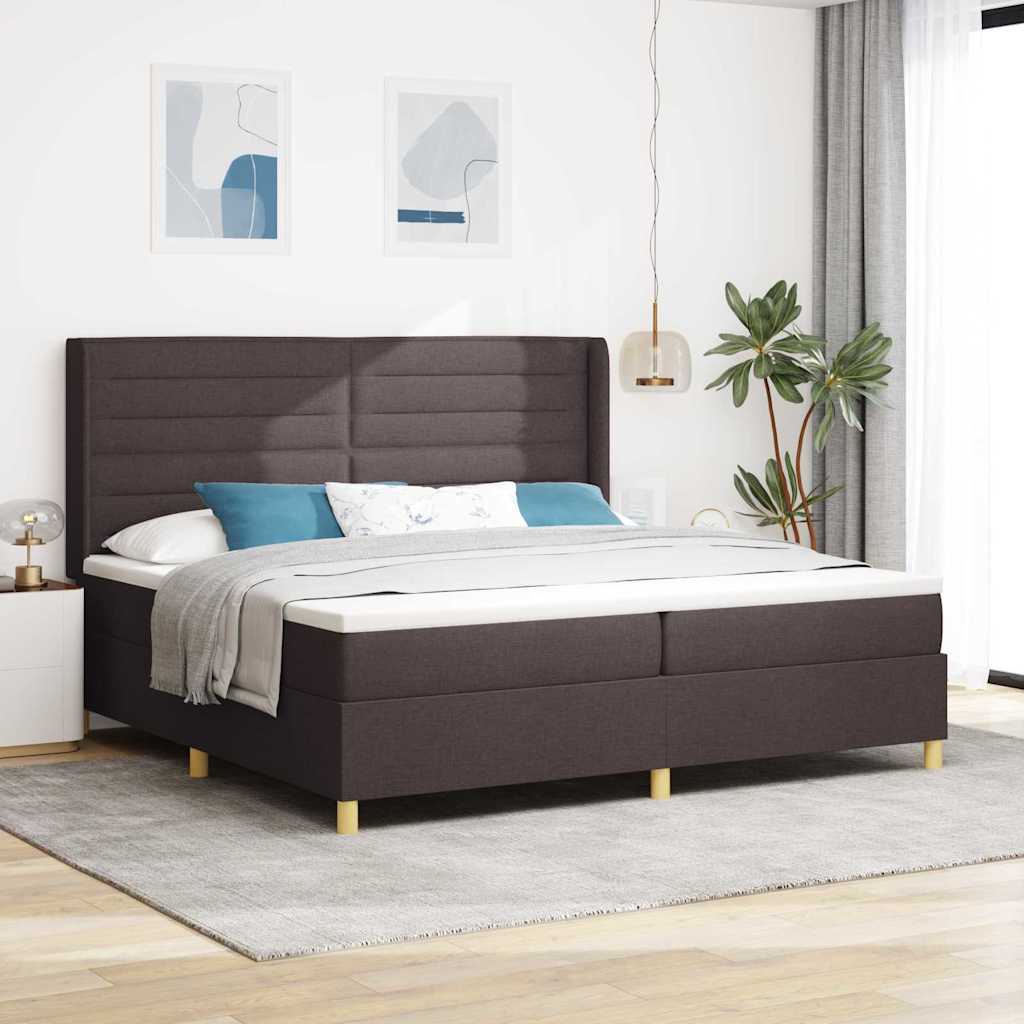 Boxspringbed met matras Donkerbruin 200 x 200 cm Stof – afbeelding 1