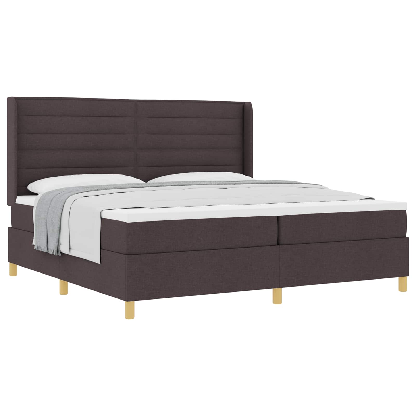 Boxspringbed met matras Donkerbruin 200 x 200 cm Stof – afbeelding 2