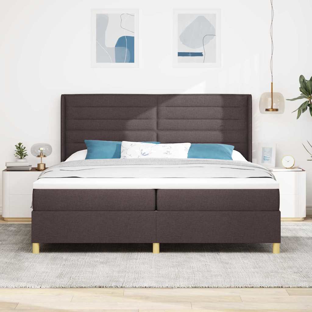 Boxspringbed met matras Donkerbruin 200 x 200 cm Stof – afbeelding 3