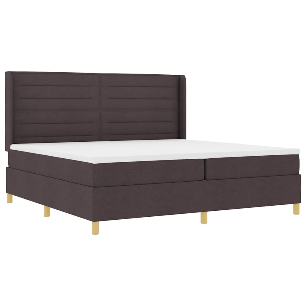 Boxspringbed met matras Donkerbruin 200 x 200 cm Stof – afbeelding 4