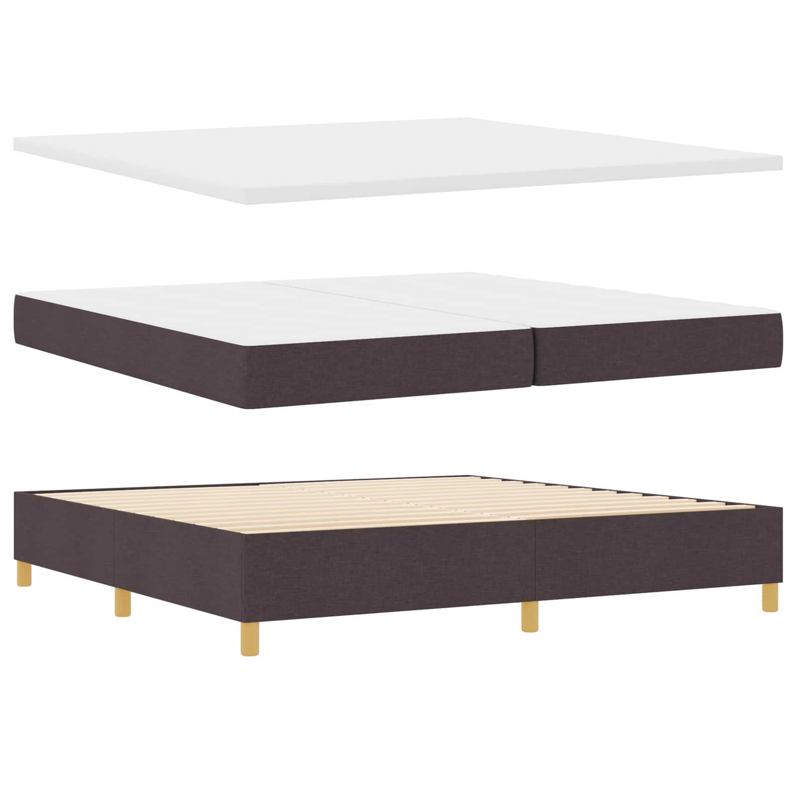 Boxspringbed met matras Donkerbruin 200 x 200 cm Stof – afbeelding 5
