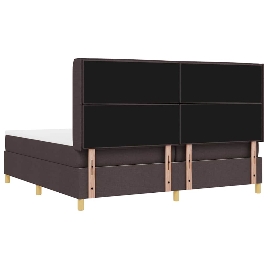 Boxspringbed met matras Donkerbruin 200 x 200 cm Stof – afbeelding 9