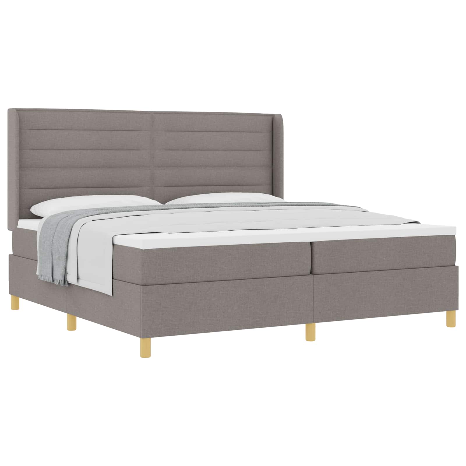 Boxspringbed met matras met hoofdeinde Taupe 200 x 200 cm Stof – afbeelding 2