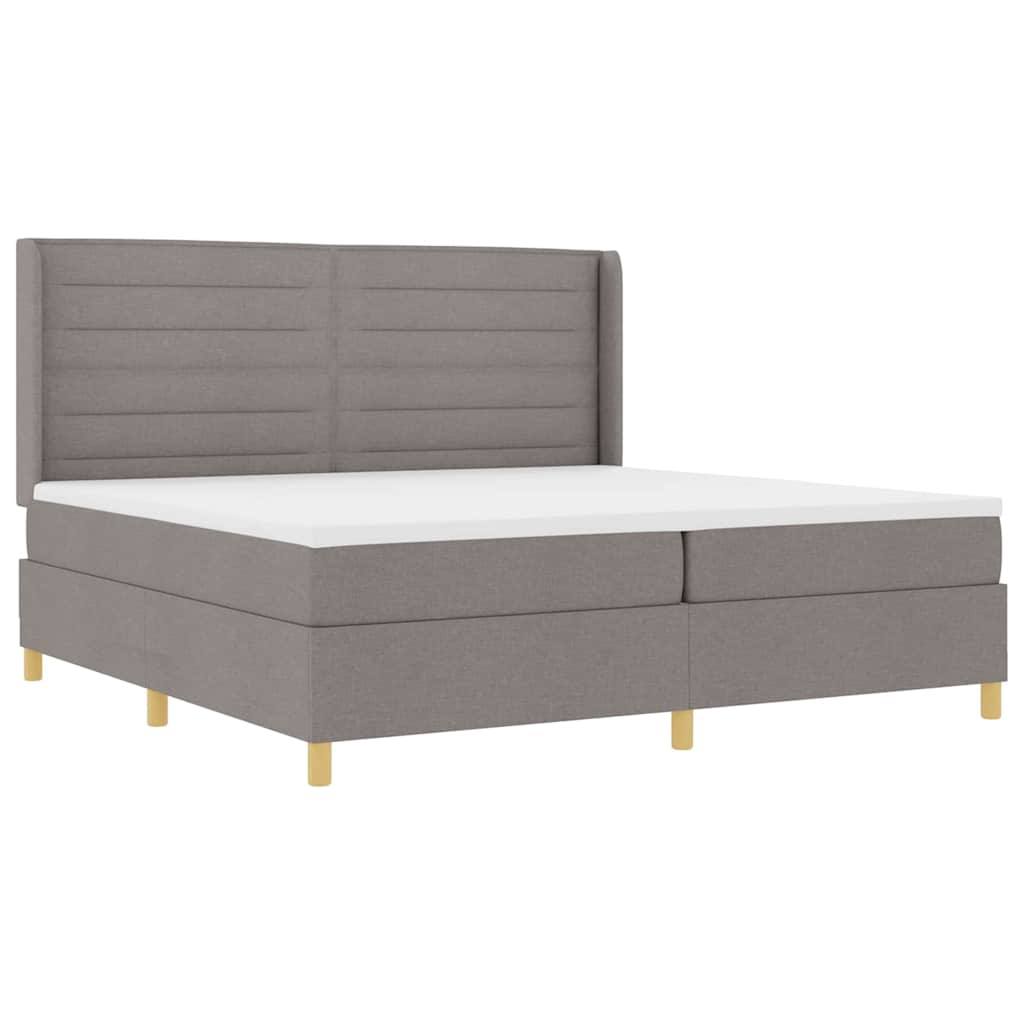 Boxspringbed met matras met hoofdeinde Taupe 200 x 200 cm Stof – afbeelding 4