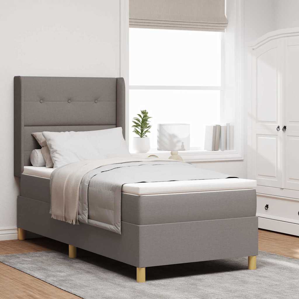 Boxspringbed met matras met hoofdeinde Taupe 90 x 200 cm Stof – afbeelding 1