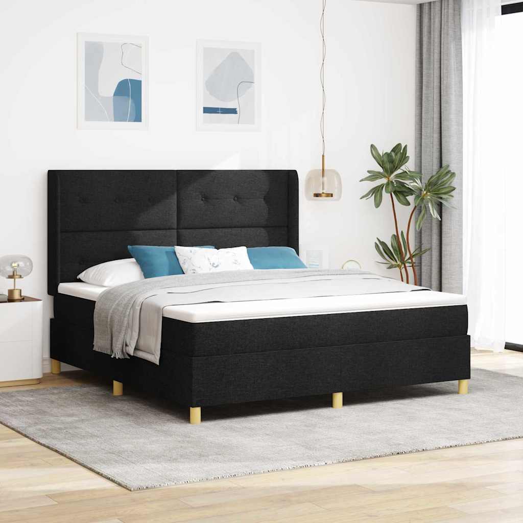 Boxspringbed met matras met hoofdeinde Zwart 180 x 200 cm Stof – afbeelding 1