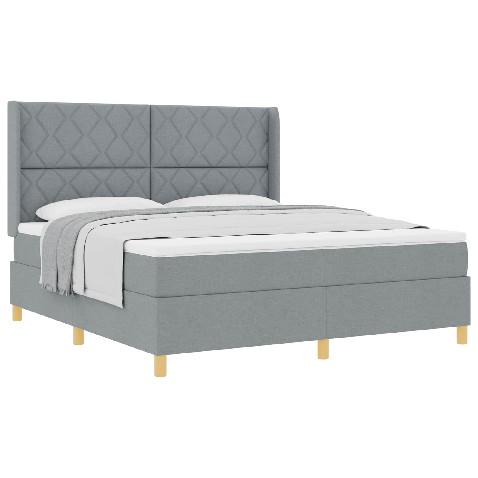 Boxspringbed met hoofdeinde Lichtgrijs 180 x 200 cm Stof – afbeelding 2