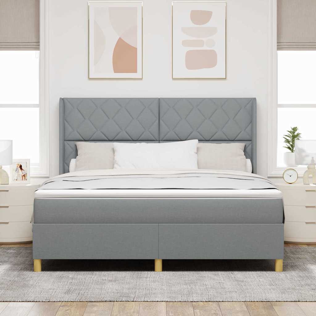 Boxspringbed met hoofdeinde Lichtgrijs 180 x 200 cm Stof – afbeelding 3