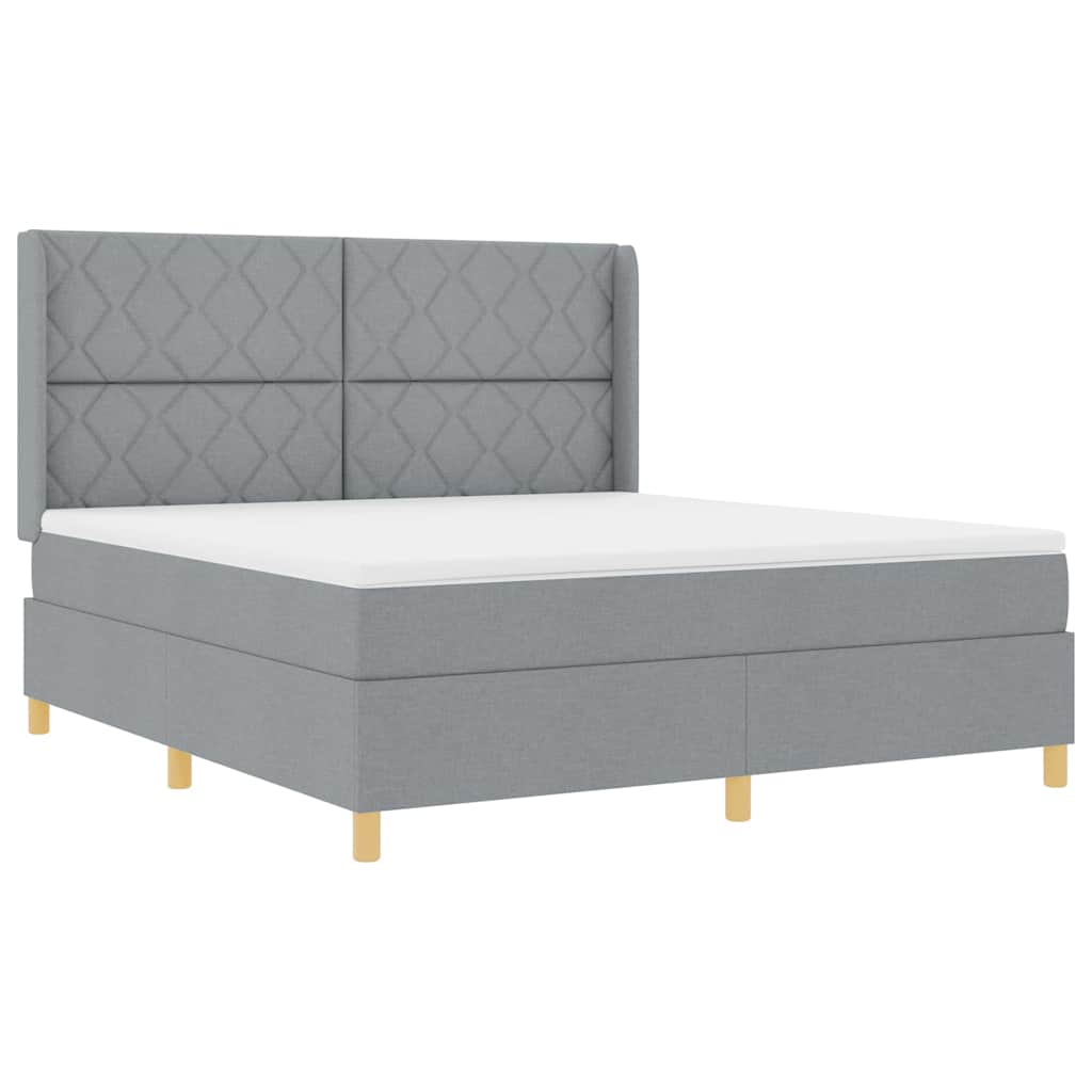 Boxspringbed met hoofdeinde Lichtgrijs 180 x 200 cm Stof – afbeelding 4