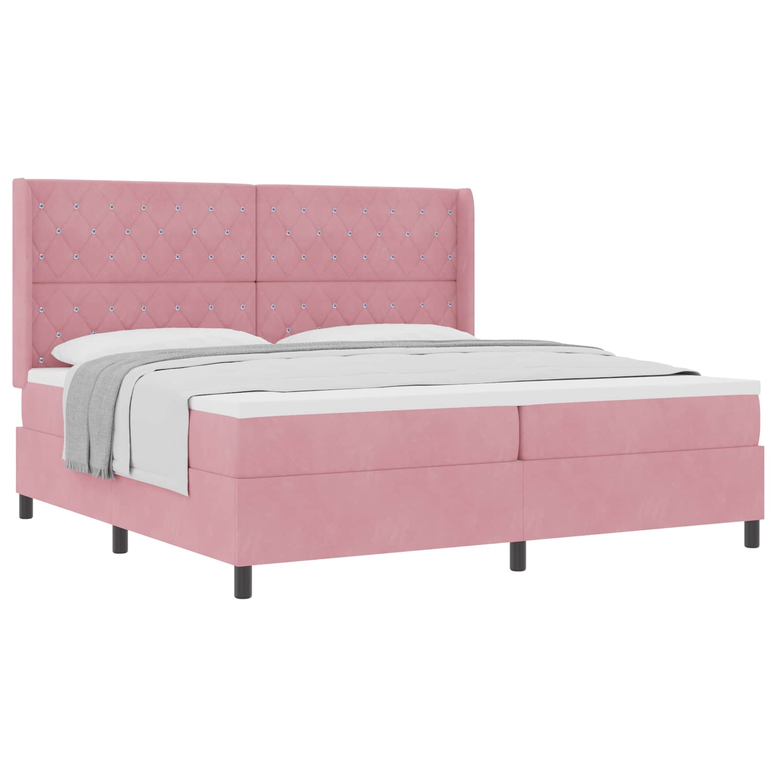 Boxspringbed met matras Roze 200 x 200 cm Fluweel – afbeelding 2