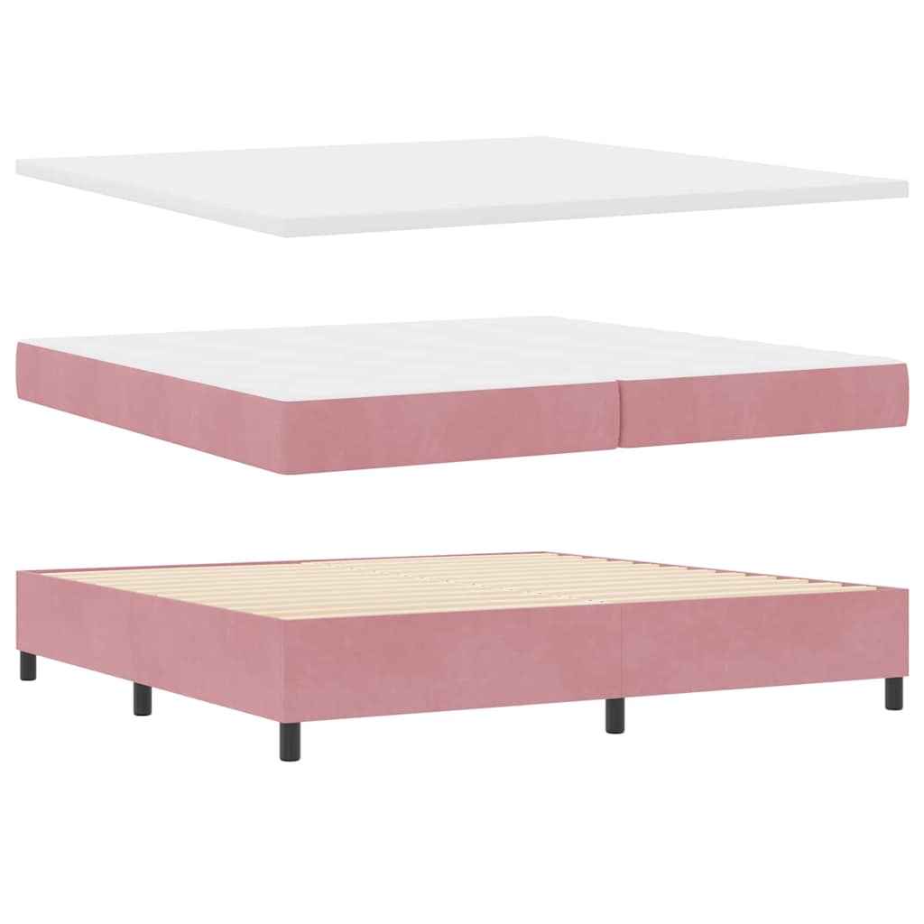 Boxspringbed met matras Roze 200 x 200 cm Fluweel – afbeelding 5