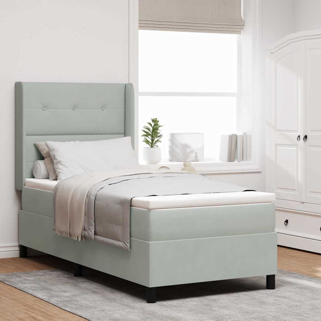 Boxspringbed met matras Lichtgrijs 80 x 200 cm Fluweel – afbeelding 1
