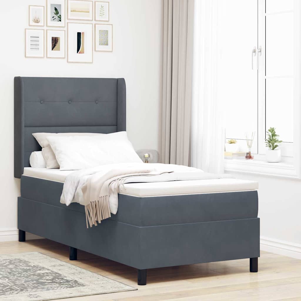 Boxspringbed met matras Donkergrijs 80 x 200 cm Fluweel – afbeelding 1
