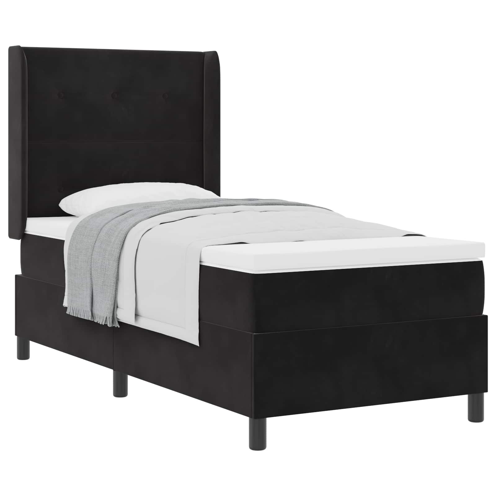Boxspringbed met hoofdeinde Zwart 80 x 200 cm Fluweel – afbeelding 2