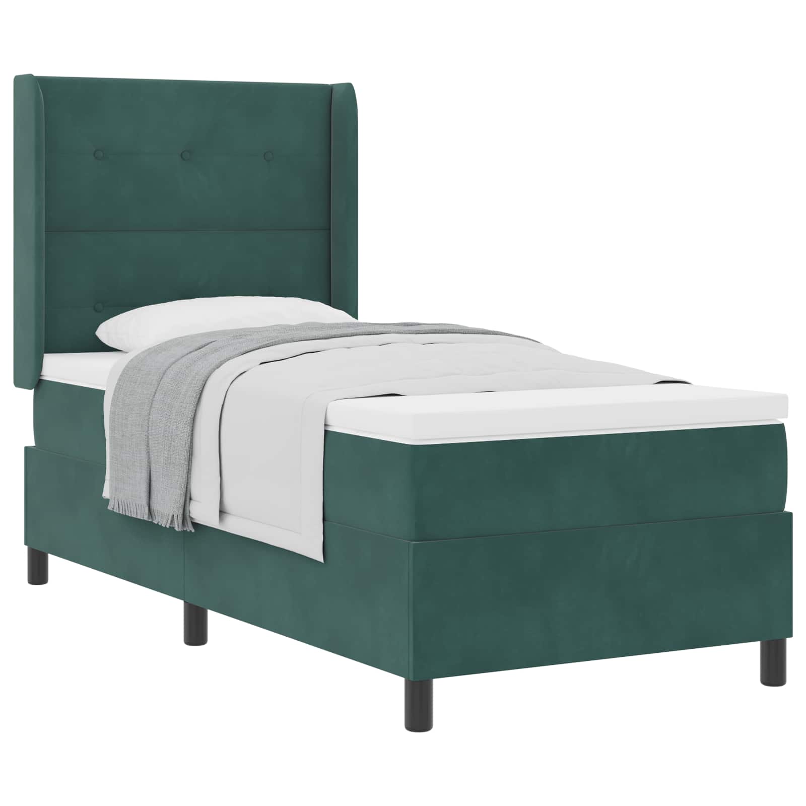 Boxspringbed met hoofdeinde Donkergroen 80 x 200 cm Fluweel – afbeelding 2