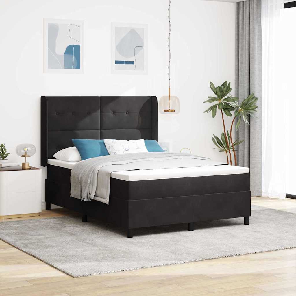 Boxspringbed met hoofdeinde Zwart 140 x 190 cm Fluweel – afbeelding 1
