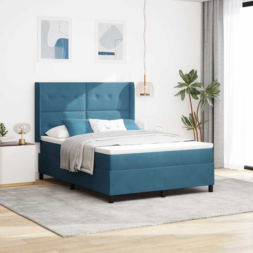 Boxspringbed met hoofdeinde Blauw 160 x 200 cm Fluweel – afbeelding 1