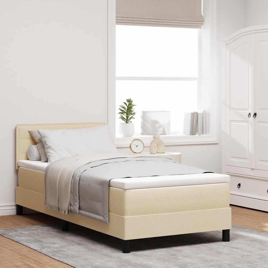 Boxspring bed met matras met LED Crème 90 x 200 cm Stof – afbeelding 1