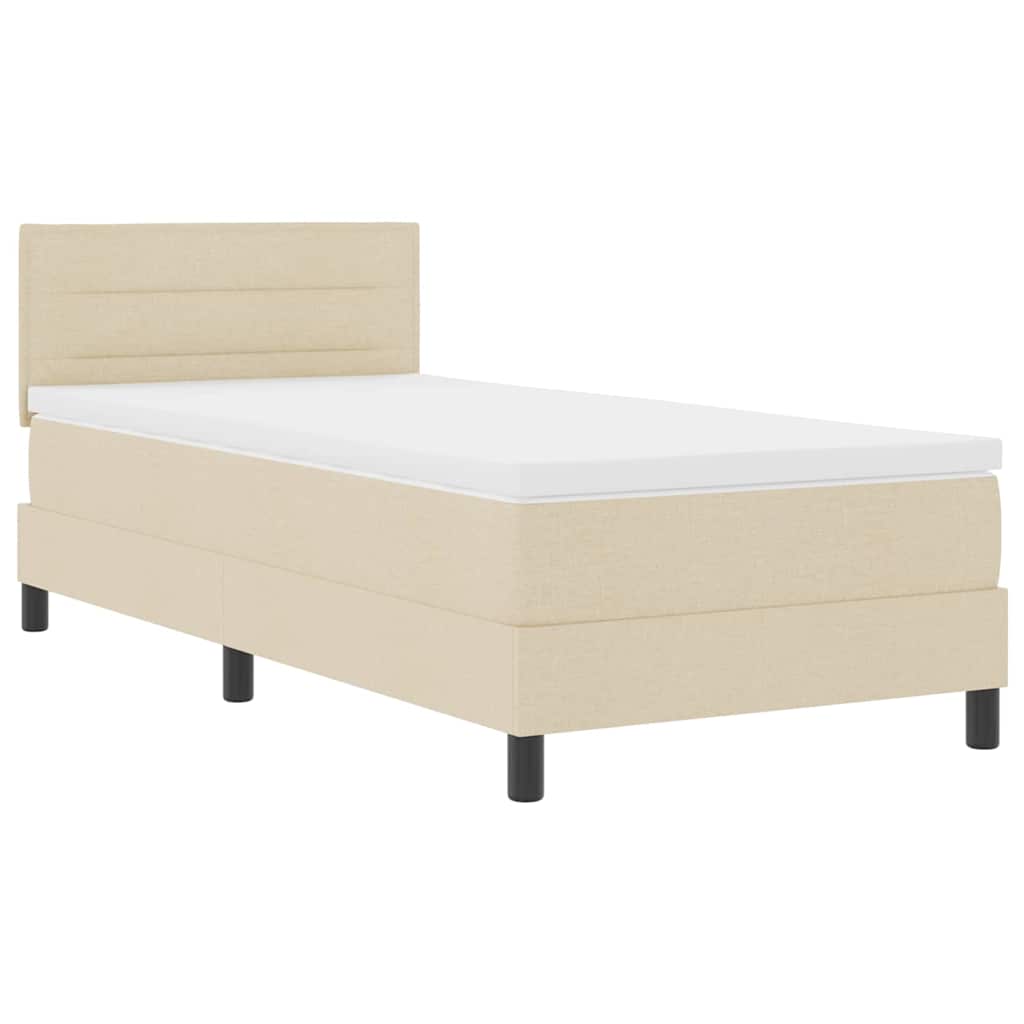 Boxspring bed met matras met LED Crème 90 x 200 cm Stof – afbeelding 2