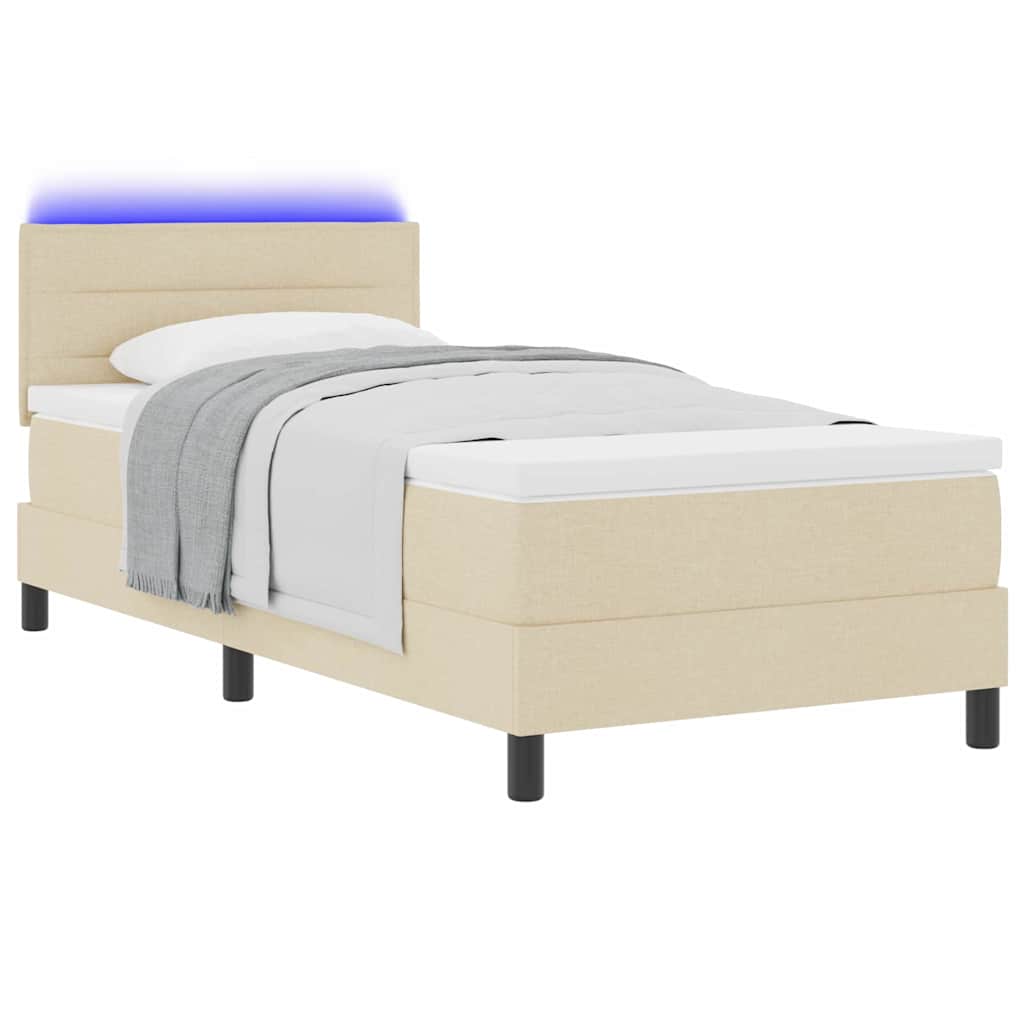 Boxspring bed met matras met LED Crème 90 x 200 cm Stof – afbeelding 3