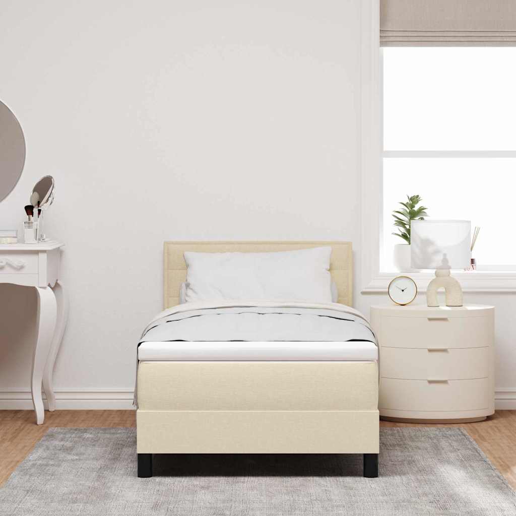 Boxspring bed met matras met LED Crème 90 x 200 cm Stof – afbeelding 4