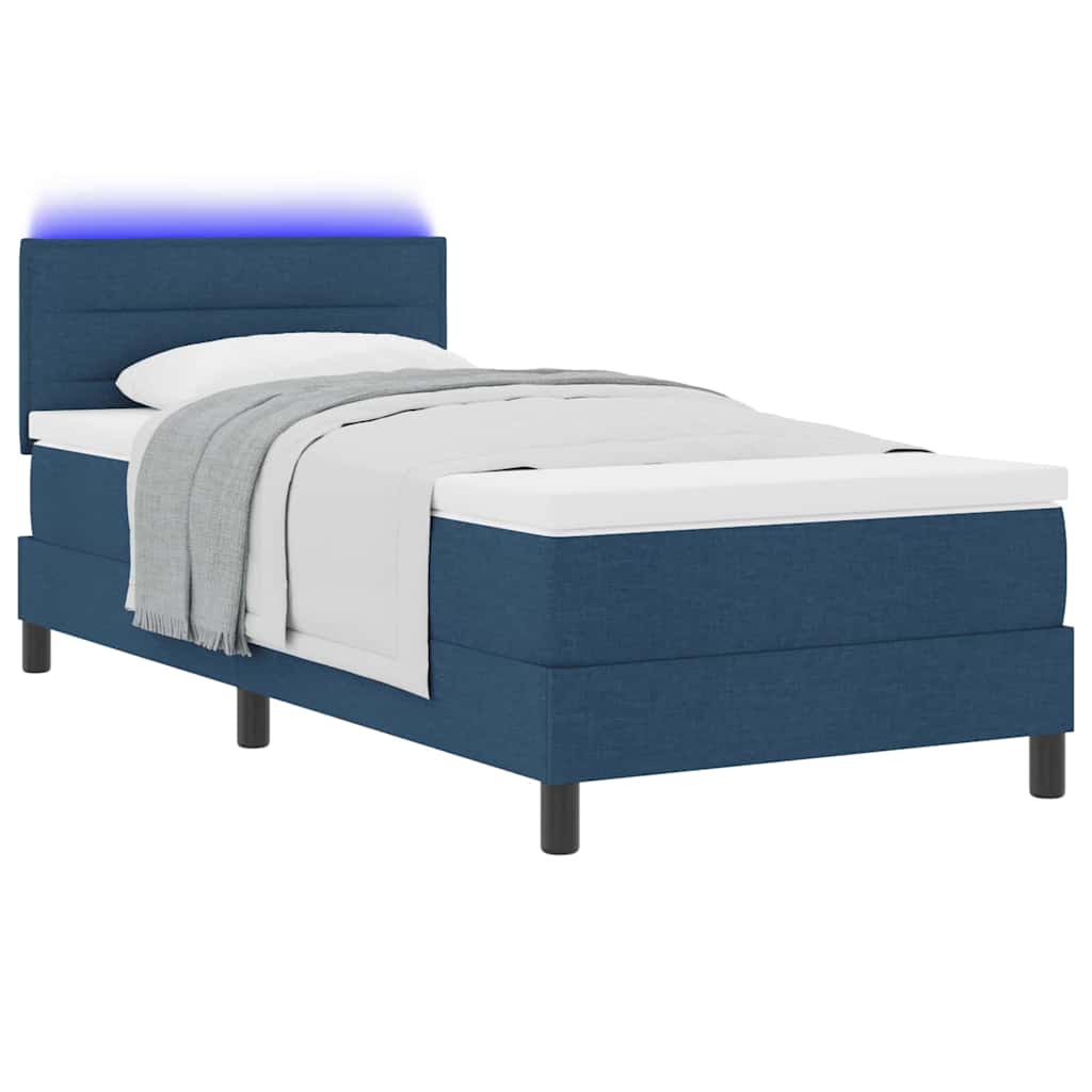 Boxspring bed met matras met LED Blauw 90 x 200 cm Stof – afbeelding 3