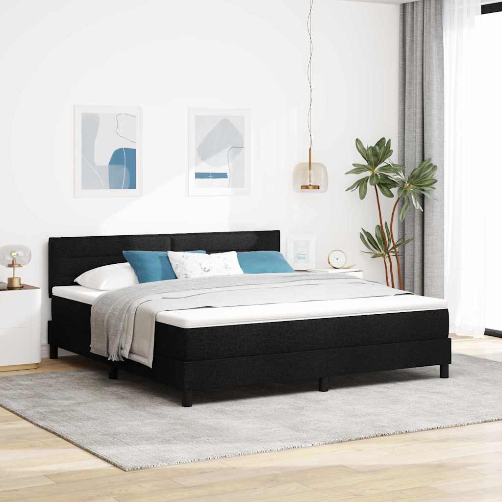 Boxspring bed met matras met LED Zwart 180 x 200 cm Stof – afbeelding 1