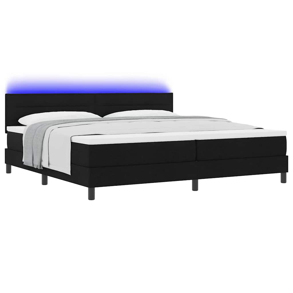 Boxspring bed met matras met LED Zwart 200 x 200 cm Stof – afbeelding 3