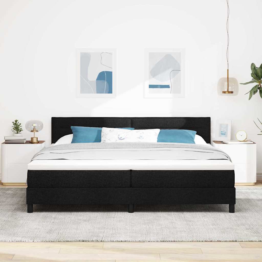 Boxspring bed met matras met LED Zwart 200 x 200 cm Stof – afbeelding 4